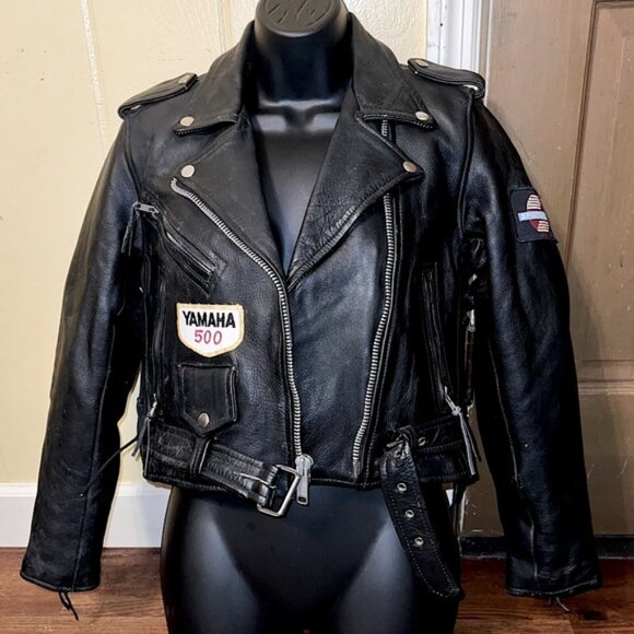 A-1 Genuine Leather Vintage Motorcycle Jacket with Patches - Picture 4 of 16